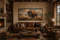 American Bison In Yellowstone National Park Framed Canvas Wall Decor