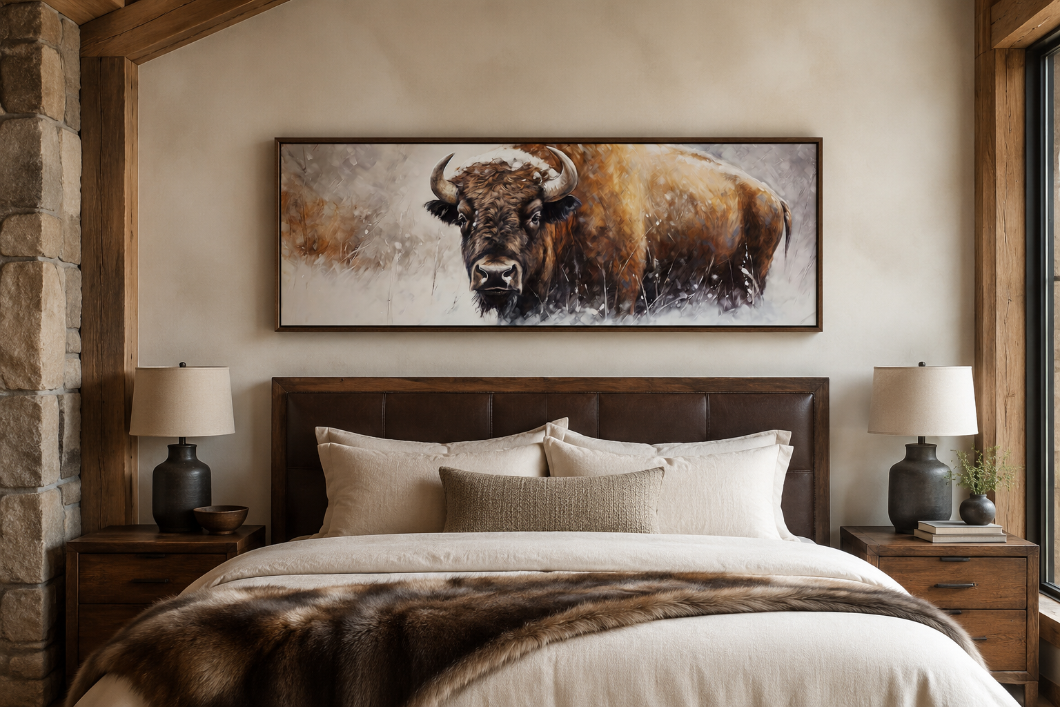 American Buffalo Long Horizontal Framed Canvas Wall Art
