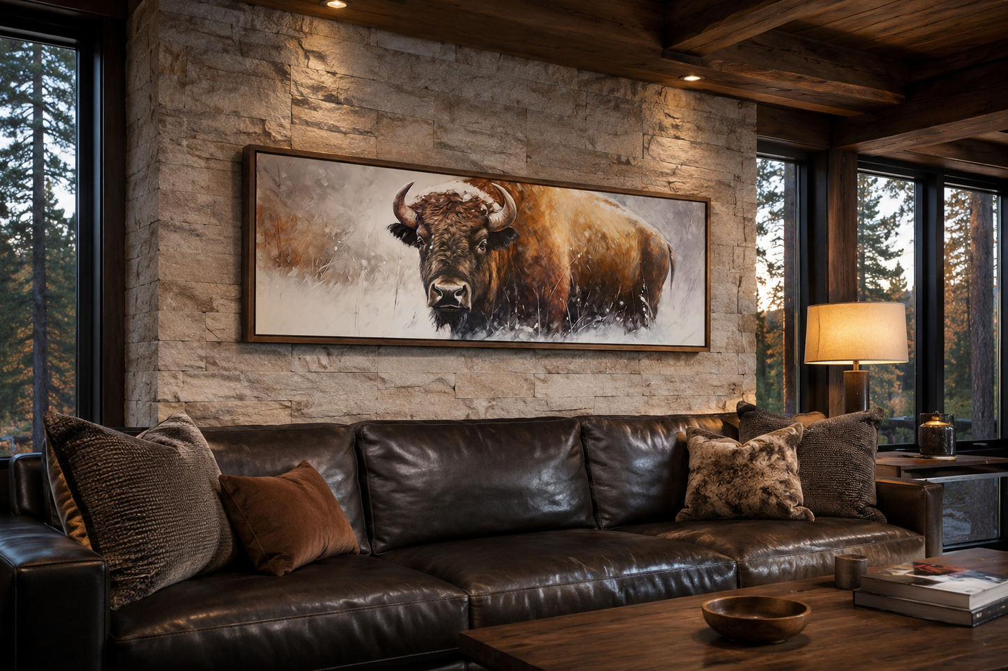 American Buffalo Long Horizontal Framed Canvas Wall Art
