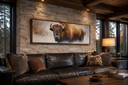 American Buffalo Long Horizontal Framed Canvas Wall Art