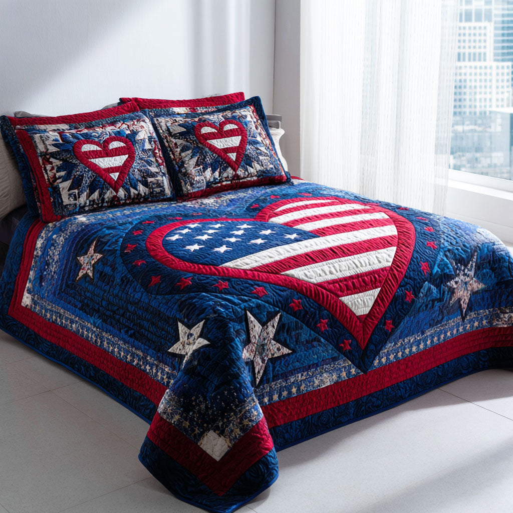American Heartland 3-Piece Quilted Bedding Set - Single (59" x 70")