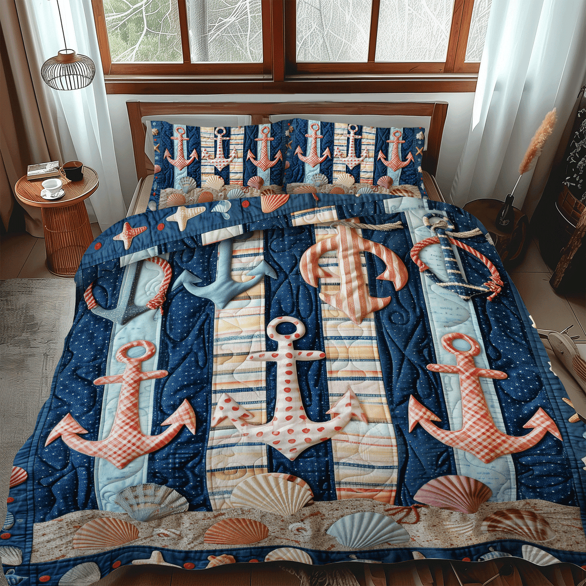 Anchored Bliss 3-Piece Quilted Bedding Set - Single (59" x 70")