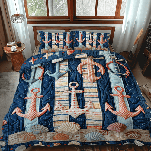 Anchored Bliss 3-Piece Quilted Bedding Set - Single (59" x 70")