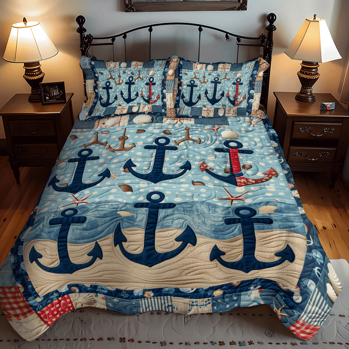 Anchored Serenity 3-Piece Quilted Bedding Set - Single (59" x 70")