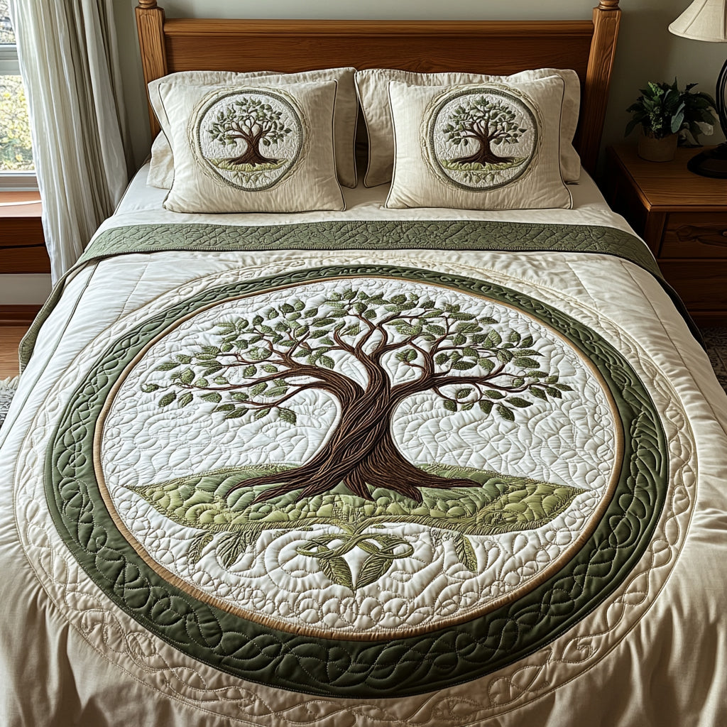 Ancient Roots 3-Piece Quilted Bedding Set - Single (59" x 70")