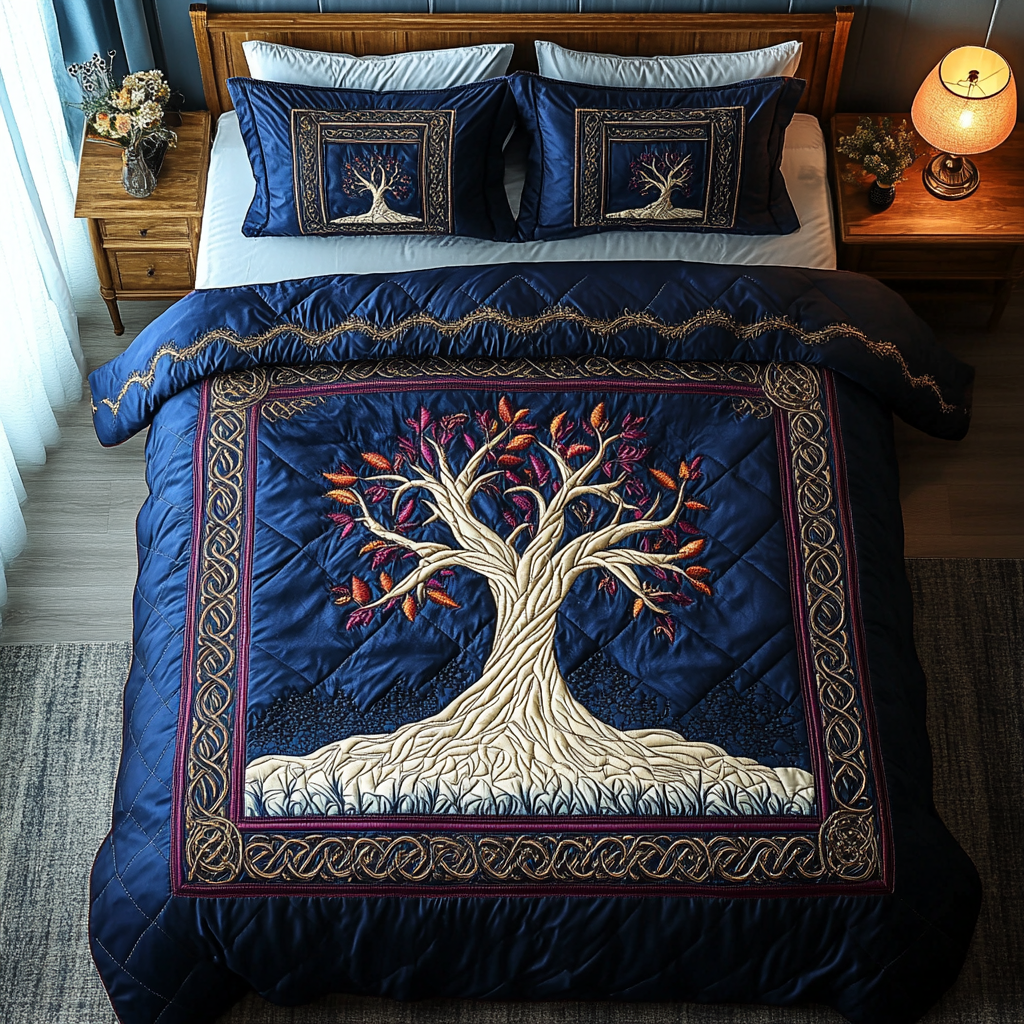 Ancient Wisdom 3-Piece Quilted Bedding Set - Single (59" x 70")