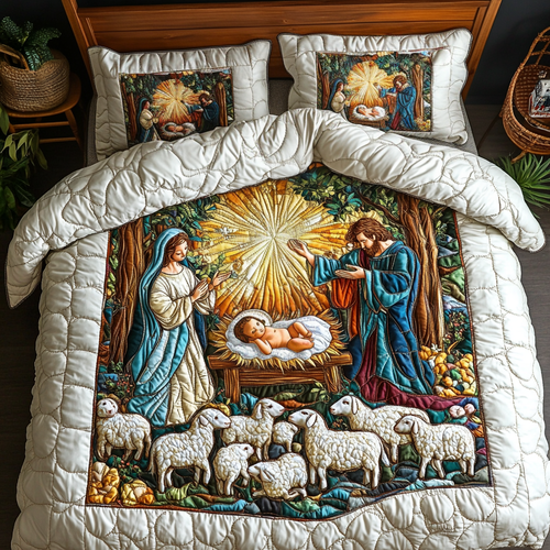 Angelic Arrival Quilted Bedding Set - Single (59" x 70")