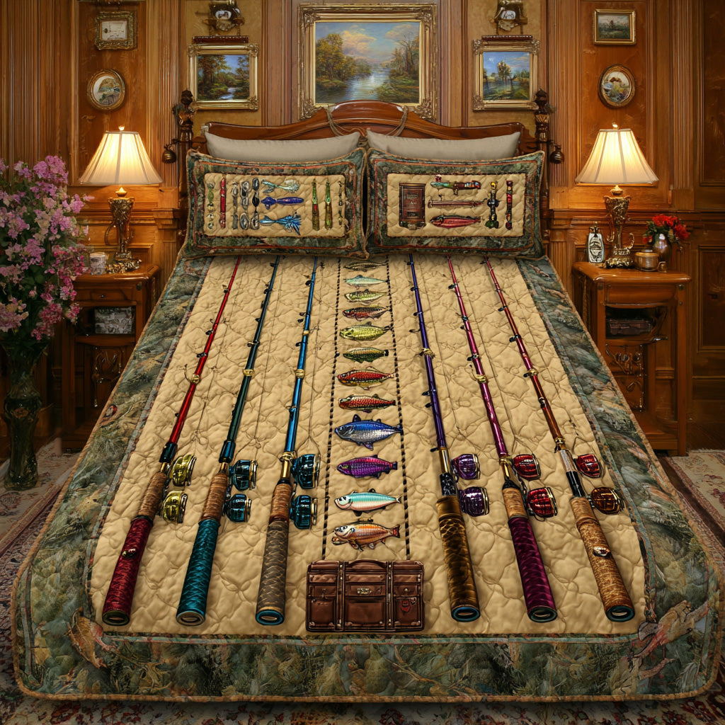 Angler Stripe 3-Piece Quilted Bedding Set - Single (59" x 70")