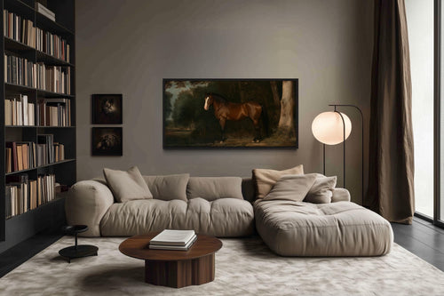 Antique Brown Horse Framed Canvas Wall Art
