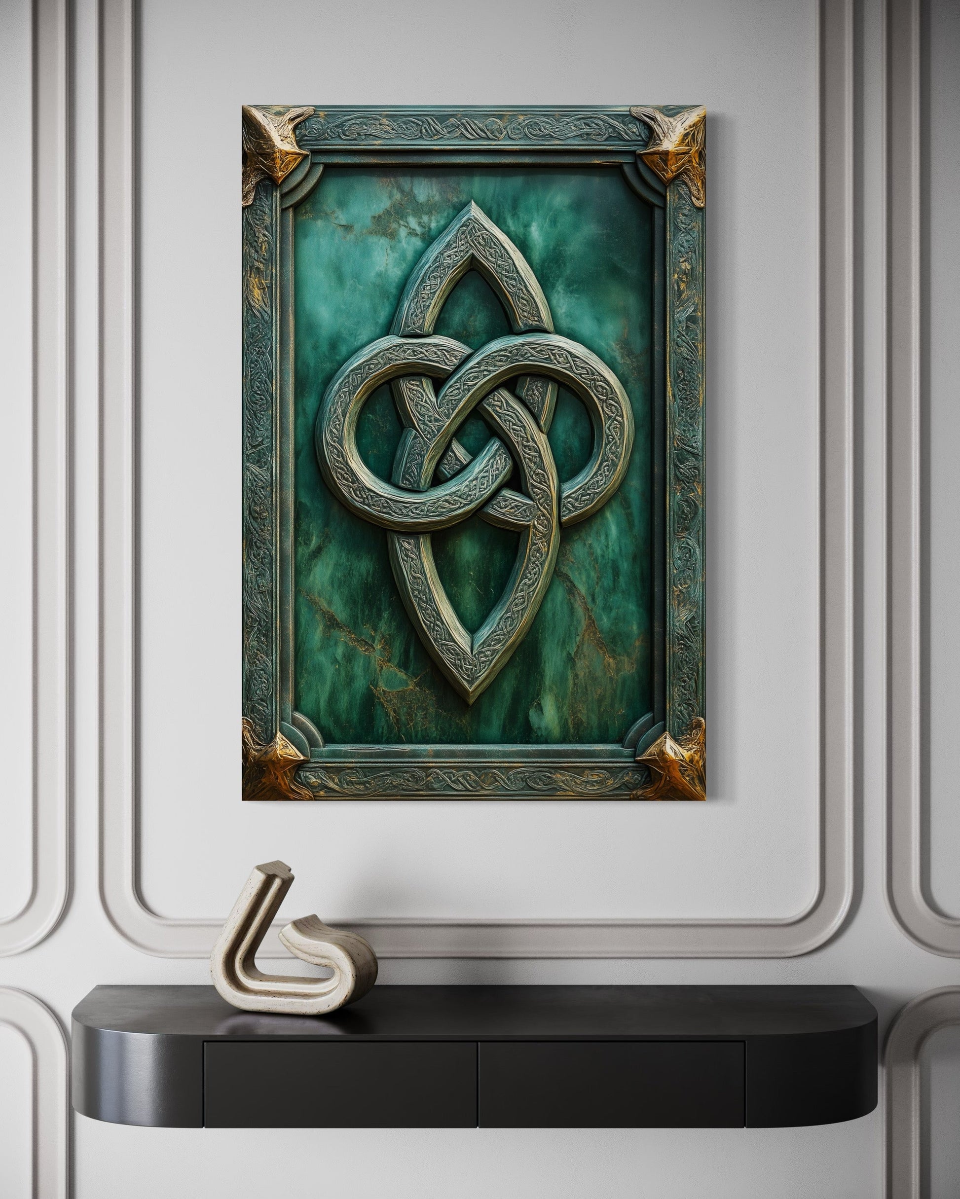 Antique Celtic Knot Framed Canvas Wall Art