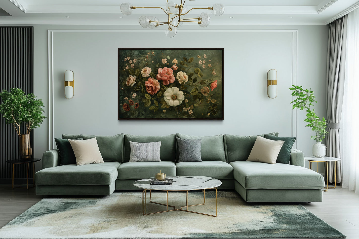 Antique Floral Tapestry Framed Canvas Wall Art