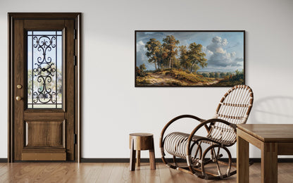 Antique Landscape Wall Art – Framed Canvas Art With Majestic Trees For Traditional Home Decor