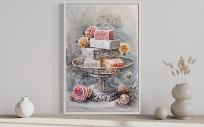 Antique Soap Bars Pink Grey Bathroom Wall Art