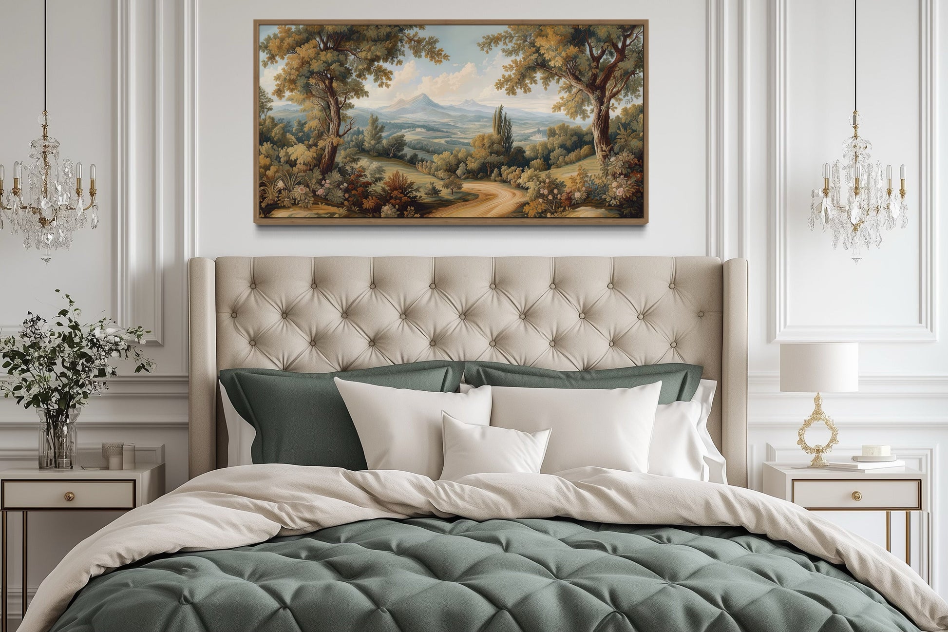 Antique Tapestry Wall Art – Framed Landscape Canvas With Classic European Style