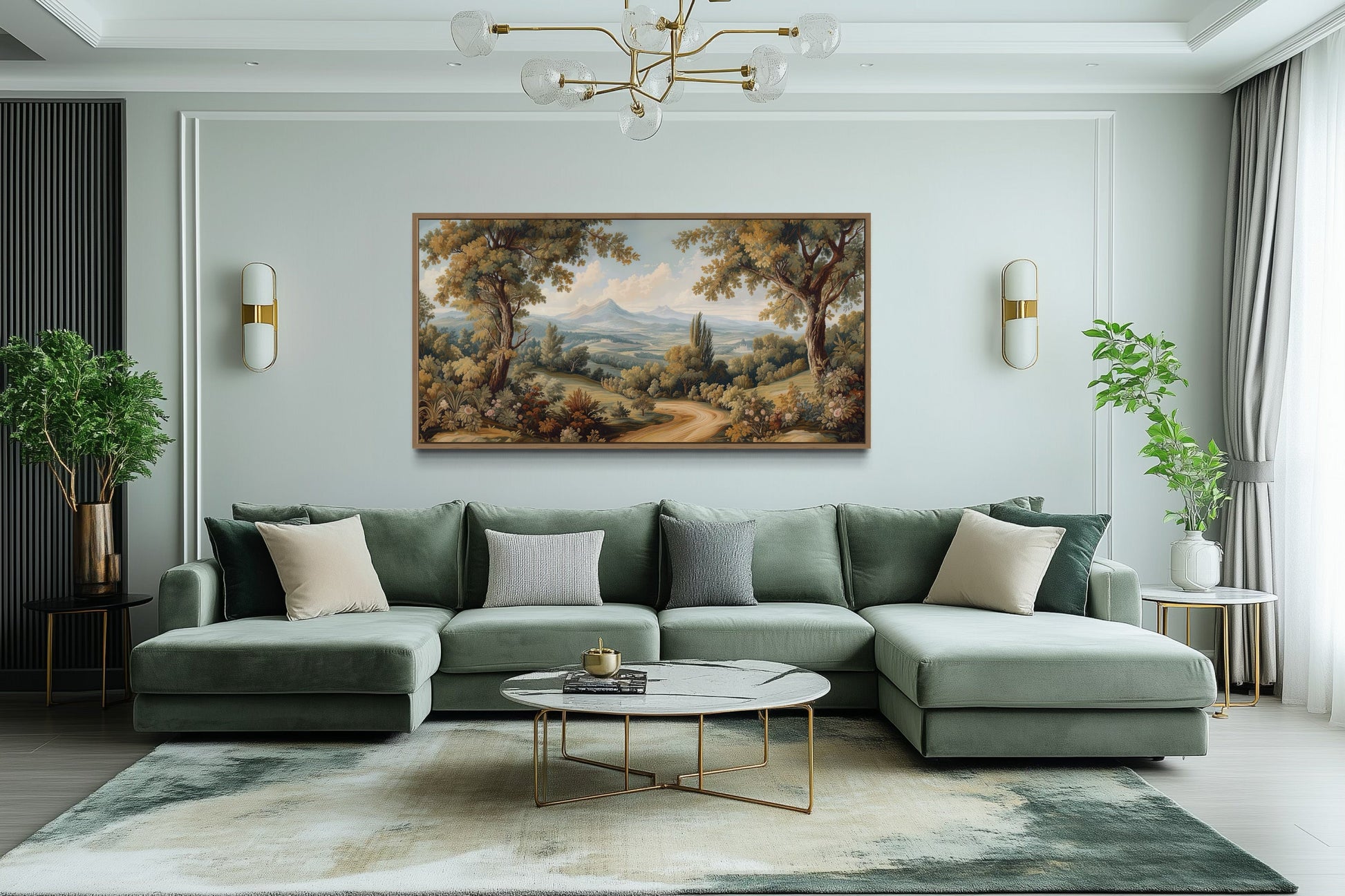 Antique Tapestry Wall Art – Framed Landscape Canvas With Classic European Style