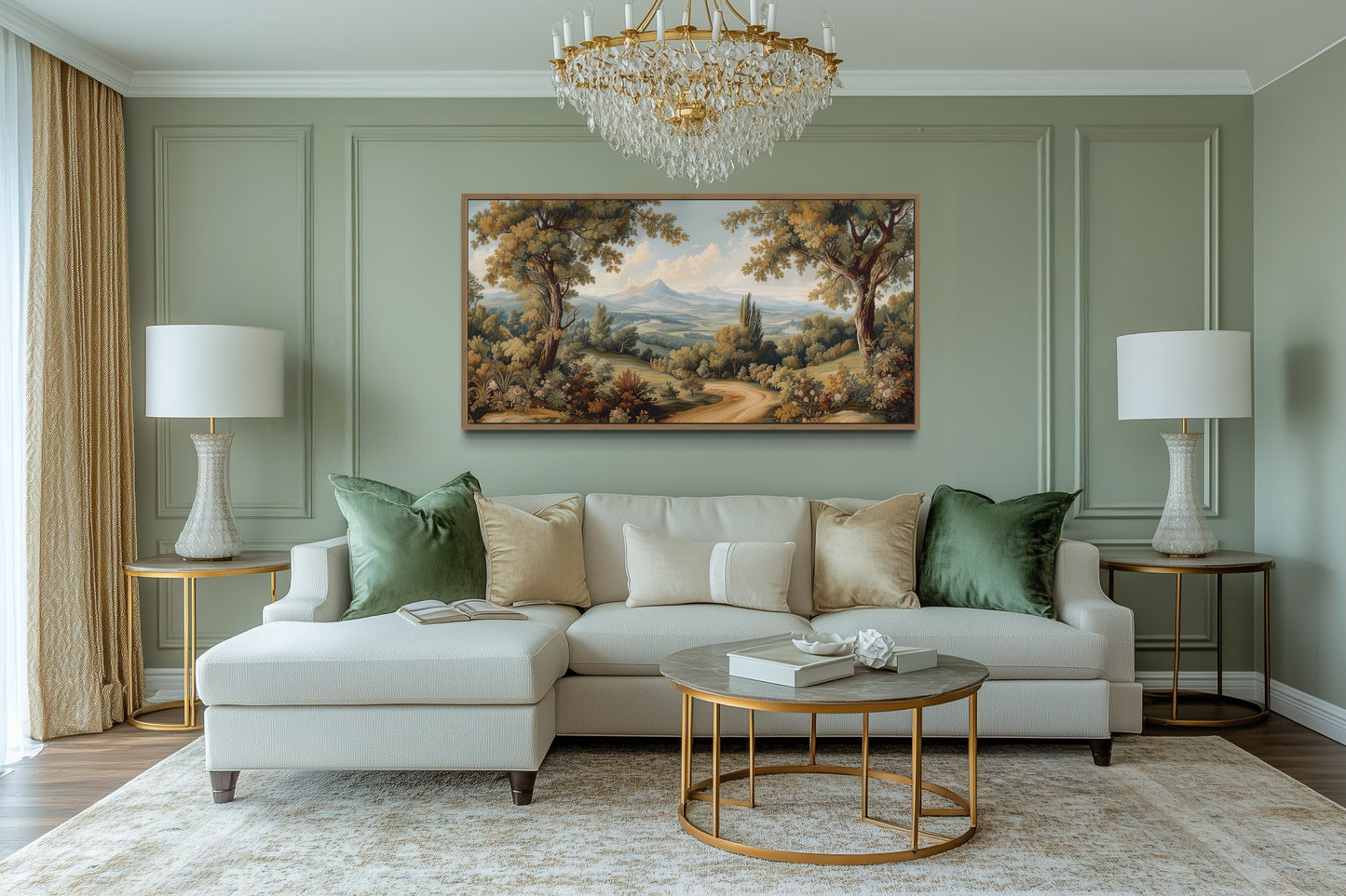 Antique Tapestry Wall Art – Framed Landscape Canvas With Classic European Style