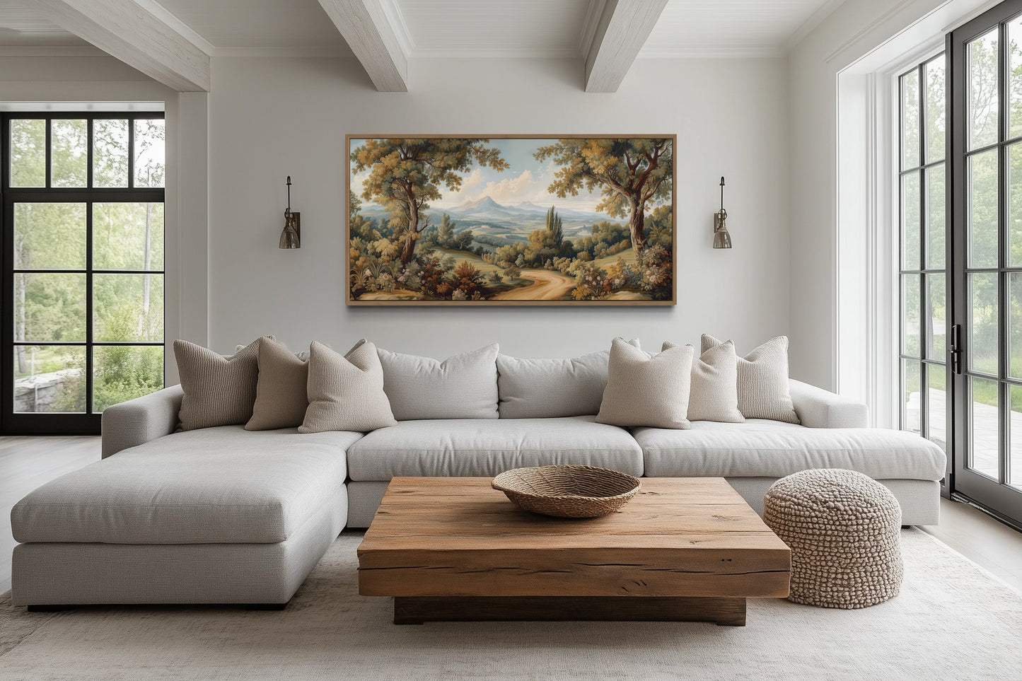 Antique Tapestry Wall Art – Framed Landscape Canvas With Classic European Style