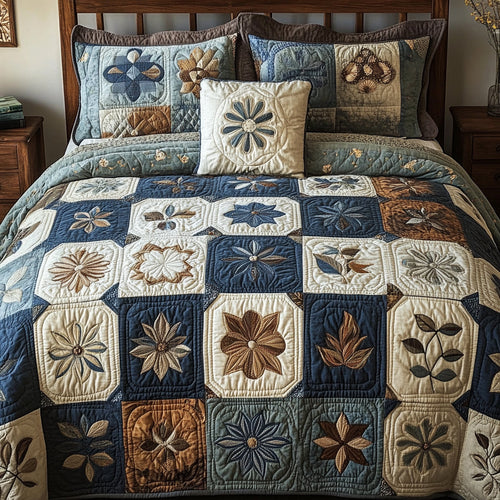 Single (59'' x 70'') /Antique Bloom 3-Piece Quilted Bedding Set