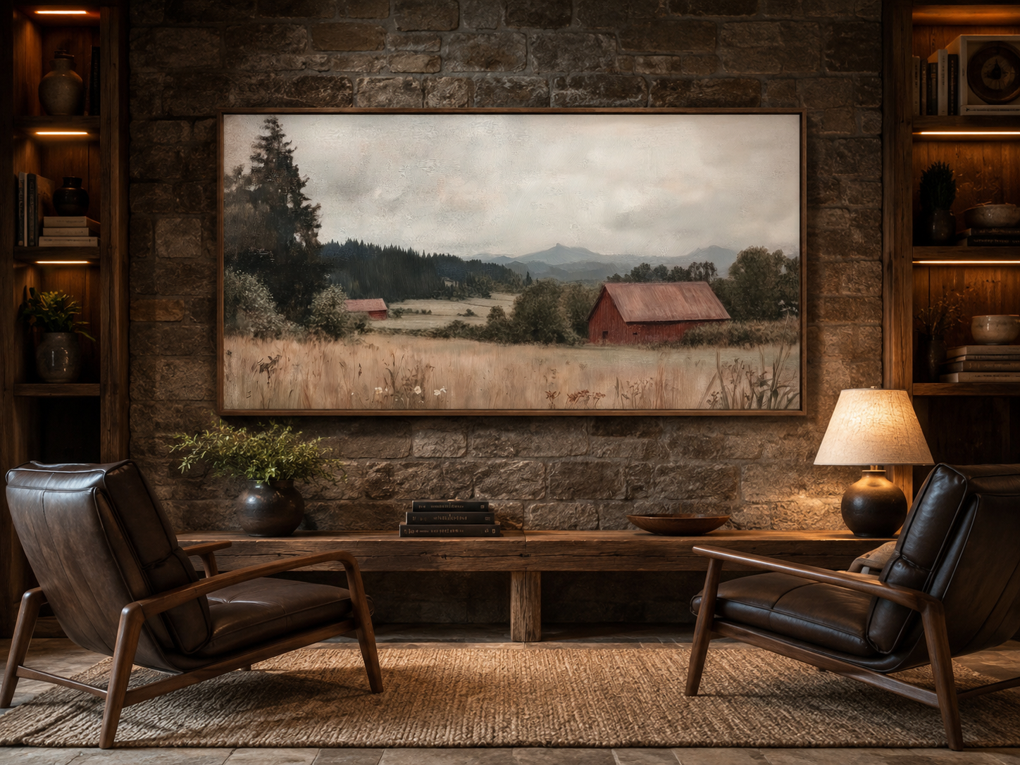 Antique Red Barn Art - Rustic Farmhouse Canvas Print | Framed Vintage Wall Decor