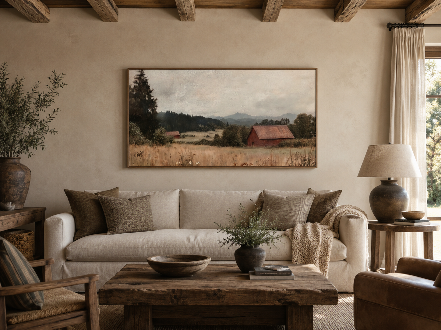 Antique Red Barn Art - Rustic Farmhouse Canvas Print | Framed Vintage Wall Decor