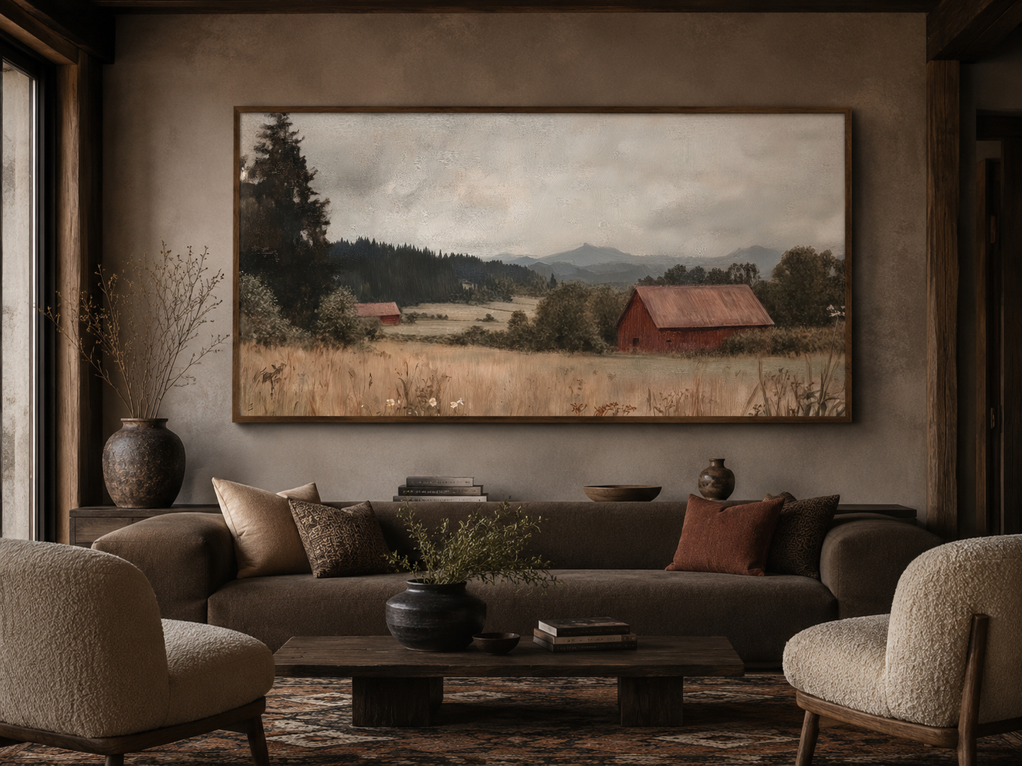 Antique Red Barn Art - Rustic Farmhouse Canvas Print | Framed Vintage Wall Decor