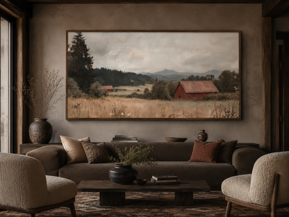 Antique Red Barn Art - Rustic Farmhouse Canvas Print | Framed Vintage Wall Decor