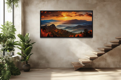 Appalachian Mountains Sunset Framed Canvas Wall Art