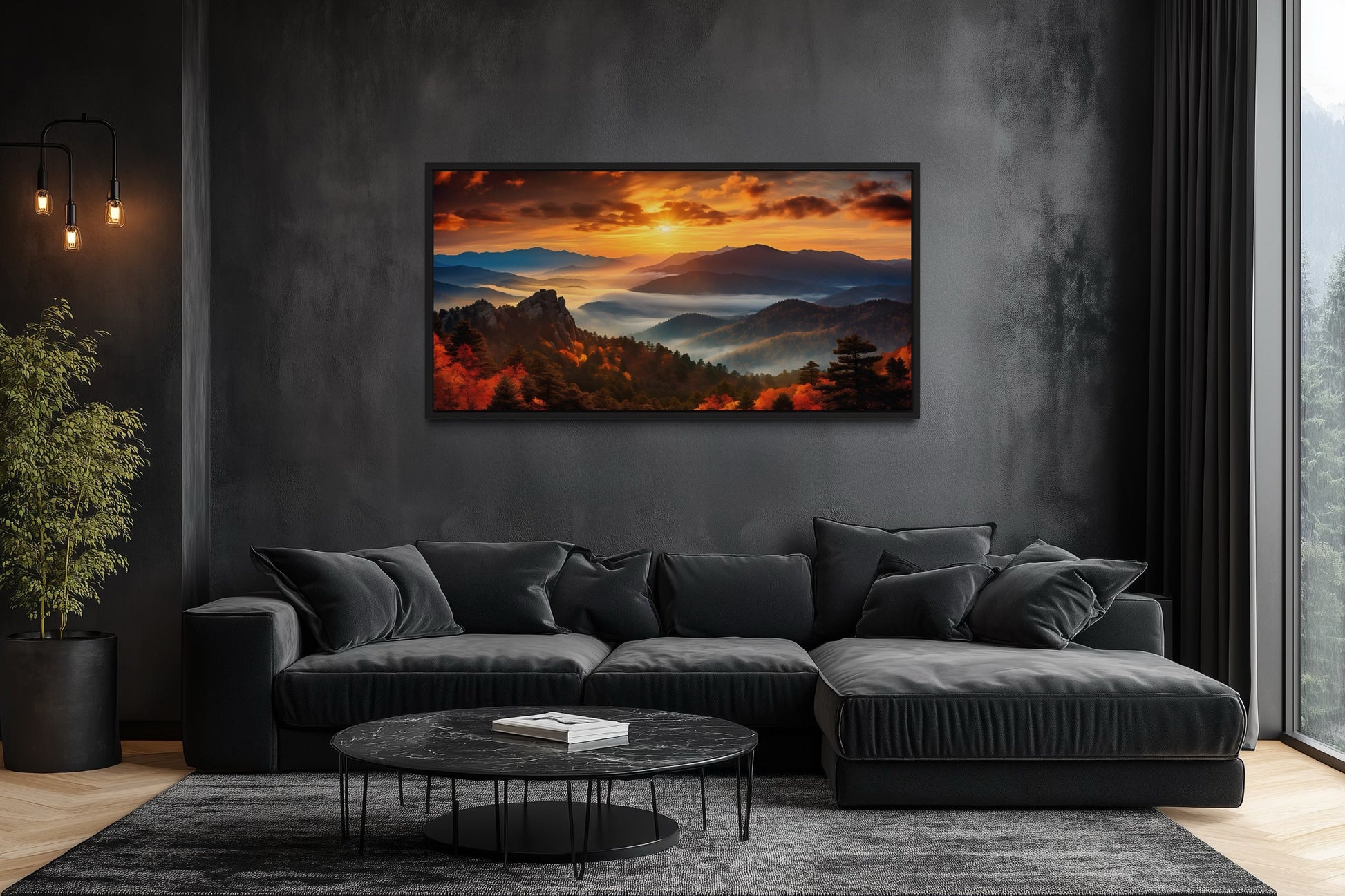 Appalachian Mountains Sunset Framed Canvas Wall Art