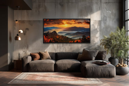 Appalachian Mountains Sunset Framed Canvas Wall Art