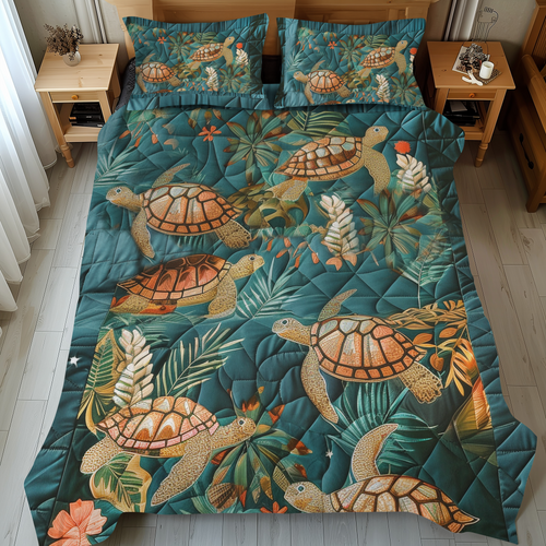 Aqua Oasis 3-Piece Quilted Bedding Set - Single (59" x 70")