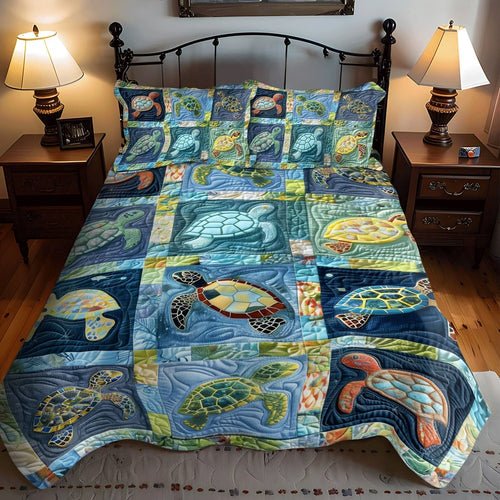 Aqua Adventure 3-Piece Quilted Bedding Set - Single (59" x 70")