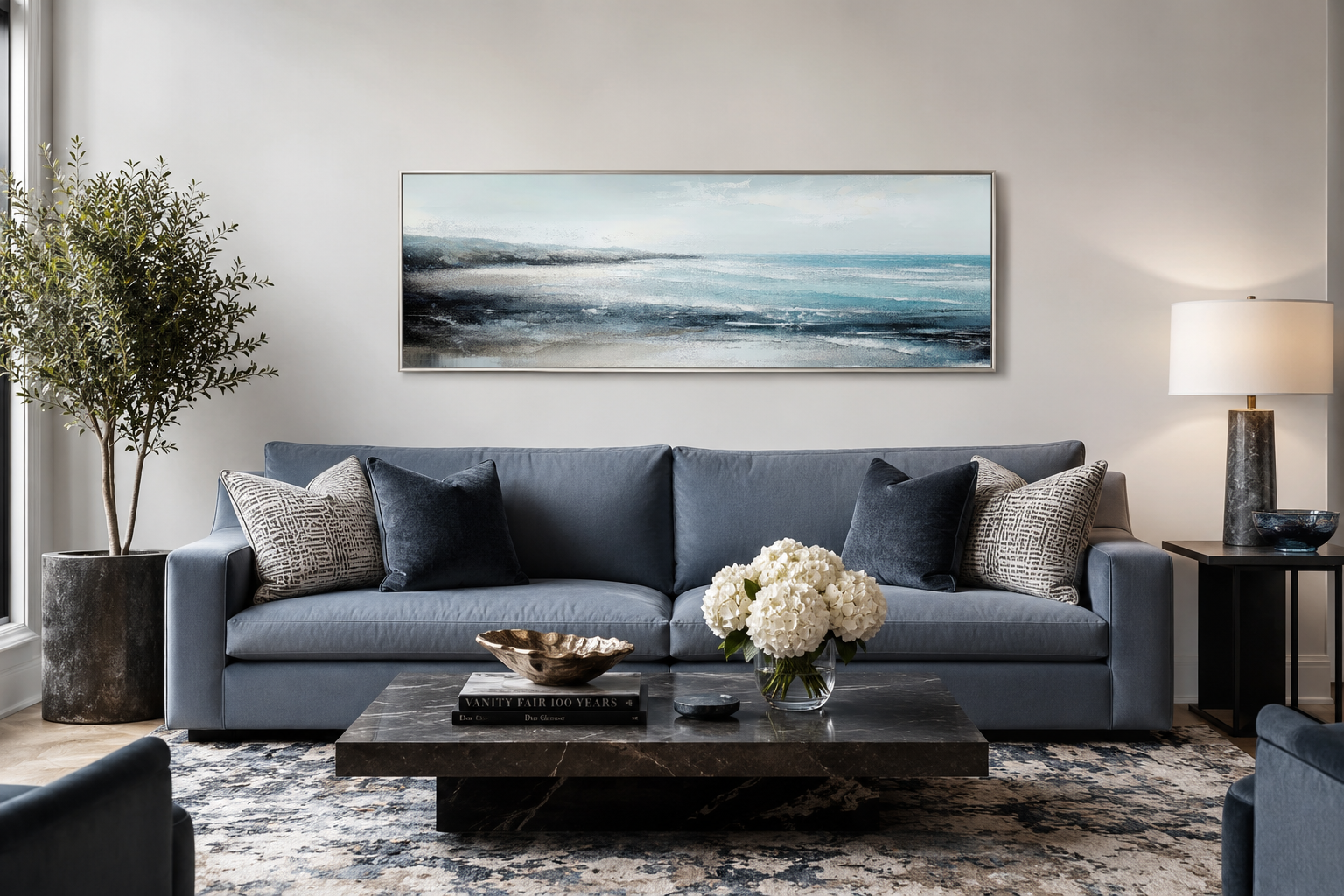 Aqua Blue Ocean Beach Coastal Wall Art Over Bed Framed Canvas Wall Art