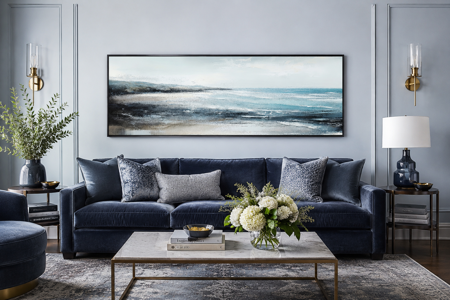 Aqua Blue Ocean Beach Coastal Wall Art Over Bed Framed Canvas Wall Art
