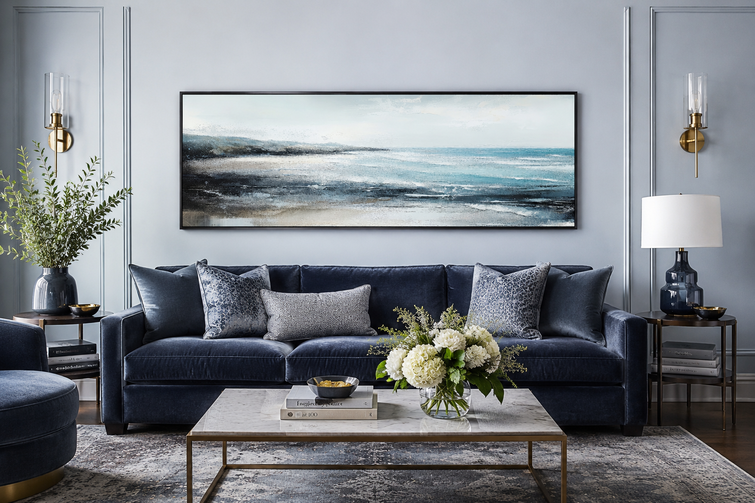 Aqua Blue Ocean Beach Coastal Wall Art Over Bed Framed Canvas Wall Art