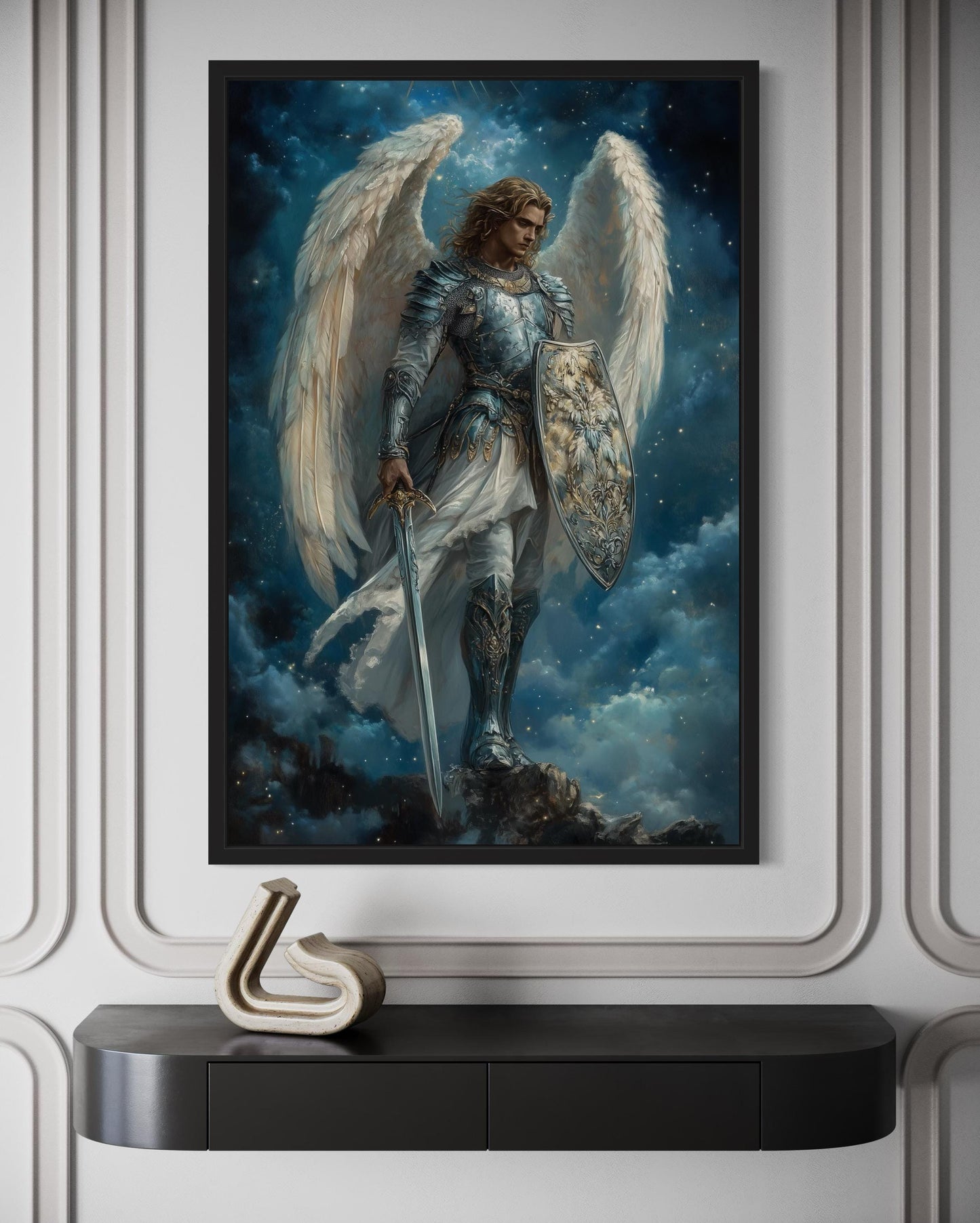 Archangel Michael With Sword and Shield Christian Canvas Wall Art