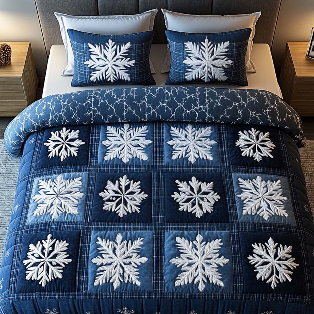 Arctic Patchwork 3-Piece Quilted Bedding Set - Single (59" x 70")