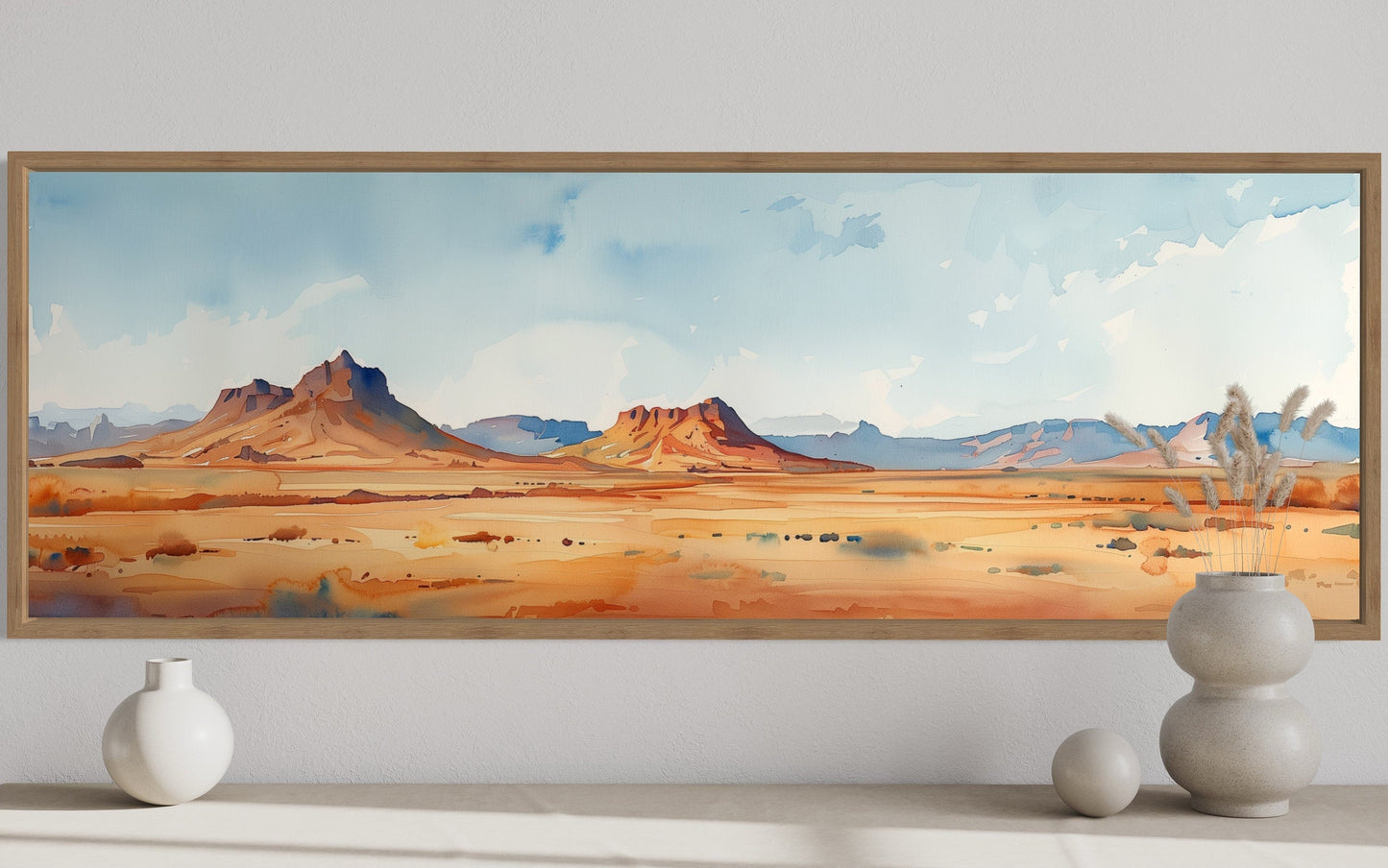 Arizona Desert Landscape Minimalist Horizontal Framed Canvas Wall Art