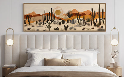Arizona Desert Mid Century Modern Cactus Landscape Horizontal Canvas Wall Art