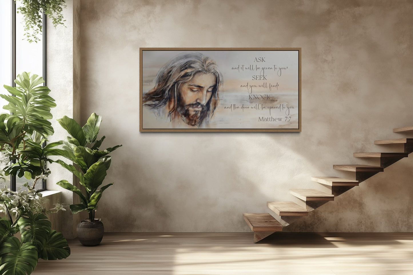 Ask And It Will Be Given Horizontal Scripture Framed Canvas Wall Art