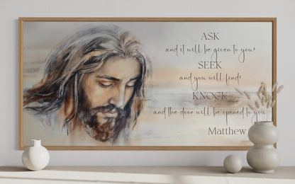 Ask And It Will Be Given Horizontal Scripture Framed Canvas Wall Art