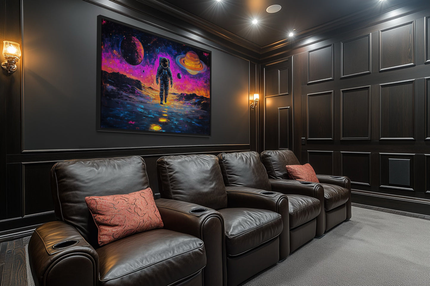 Astronaut On Alien Planet In Space Framed Sci Fi Canvas Wall Art