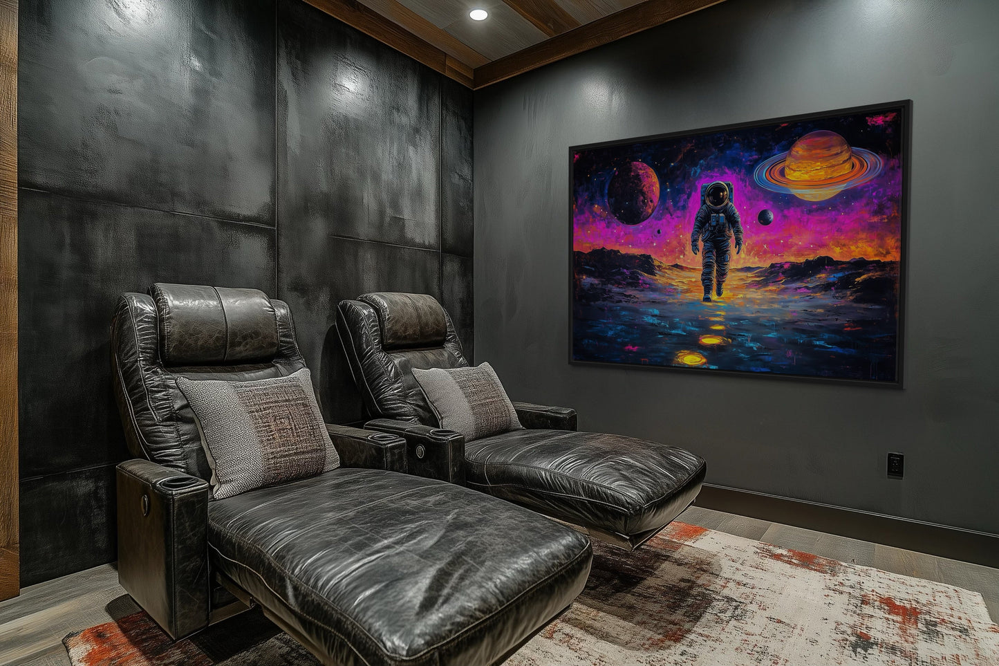 Astronaut On Alien Planet In Space Framed Sci Fi Canvas Wall Art