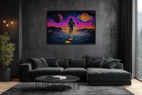 Astronaut On Alien Planet In Space Framed Sci Fi Canvas Wall Art