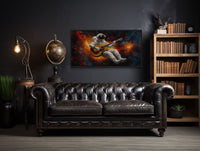 Astronaut Playing Guitar Framed Canvas Wall Art