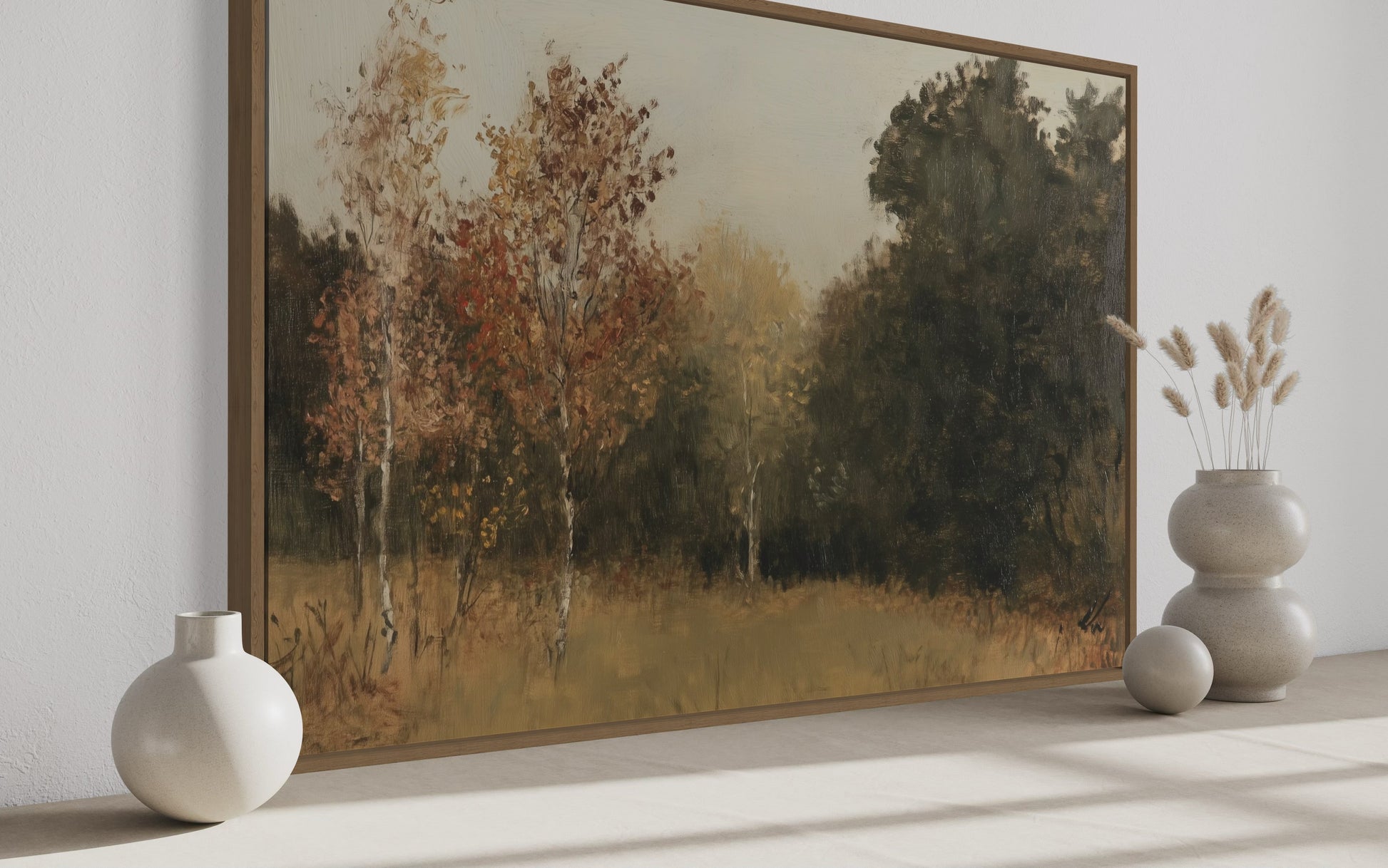 Autumn Forest Landscape Framed Canvas Wall Art