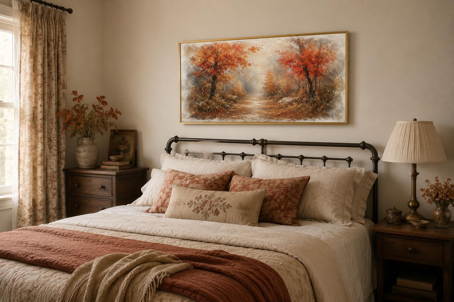 Autumn Forest Wall Art - Misty Woodland Canvas for Cozy Living Room Decor