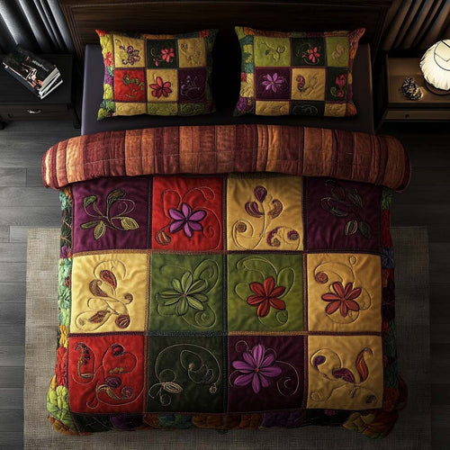 Autumn Bloom Dance 3-Piece Quilted Bedding Set - Single (59" x 70")
