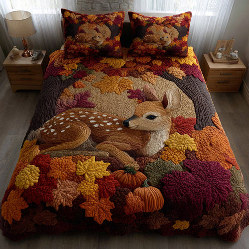 Autumn Fawn 3-Piece Quilted Bedding Set - Single (59" x 70")