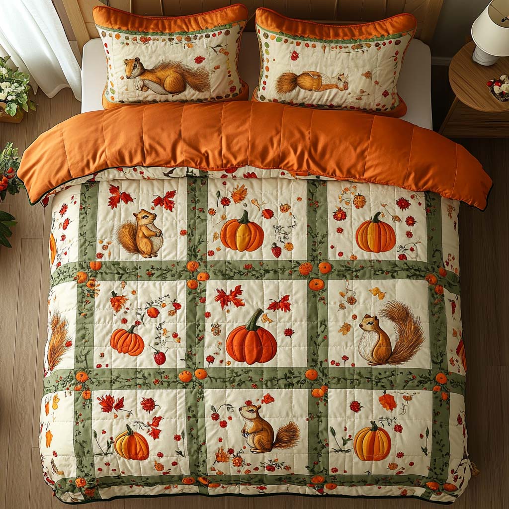 Autumn Heartbeat 3-Piece Quilted Bedding Set - Single (59" x 70")