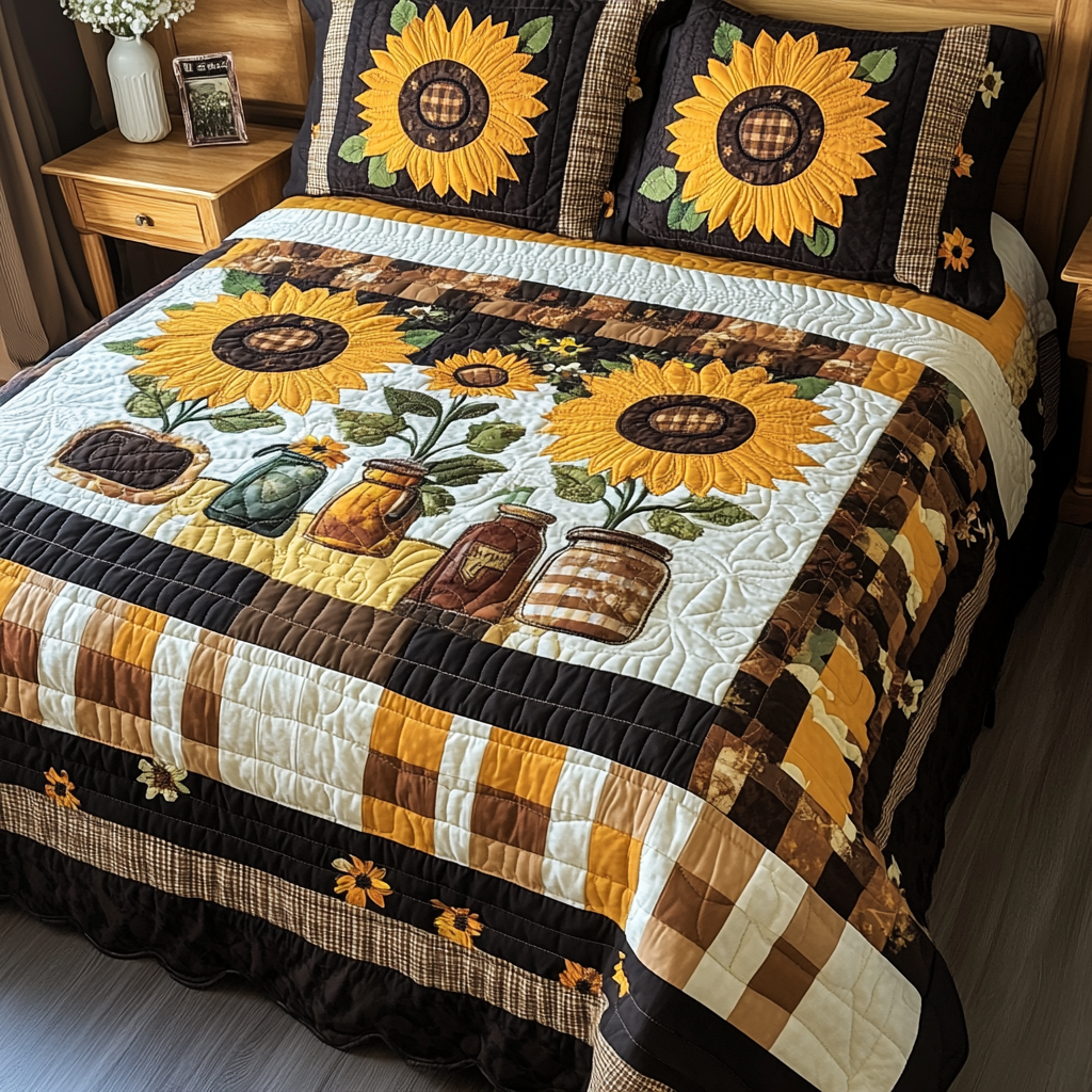 Autumn Petals 3-Piece Quilted Bedding Set - Single (59" x 70")